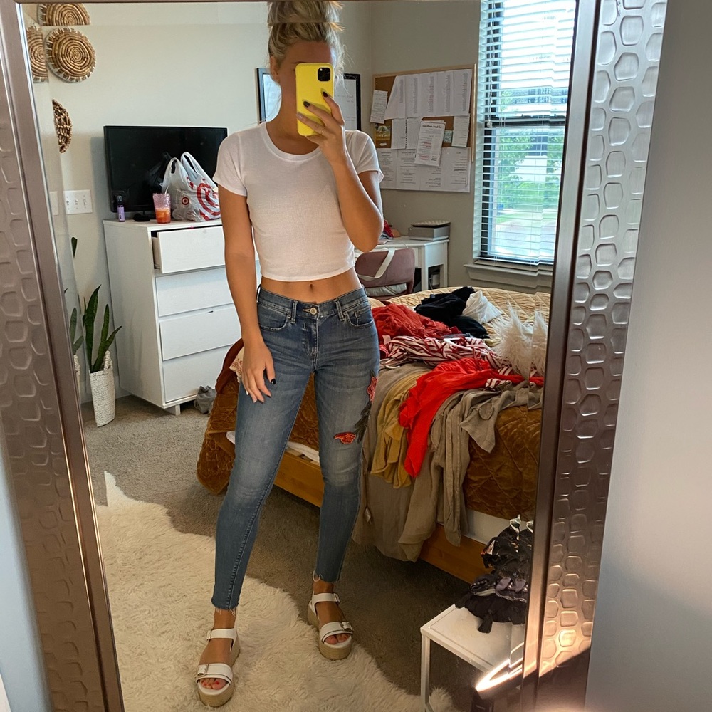 Express floral jeans